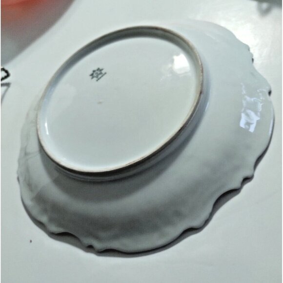 Antique Limoges France Hand Painted Cake/Dessert Serving Plate Knurled Edge 9" - Picture 6 of 14